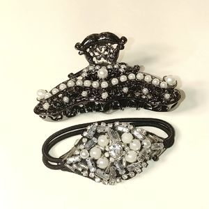 Hair clip & pony tail holder faux pearls